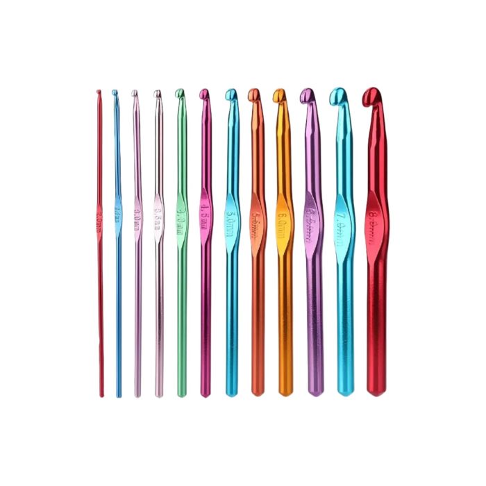 Aluminium Multicolor Knitting Needles, Crochet Kit (12 Pcs Set)