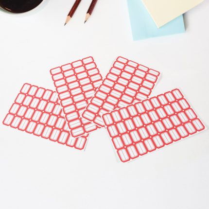 Multipurpose Blank Label Sticker Sheets Red Border Self-Adhesive Writable Stickers for Bottles (50 Sheet)