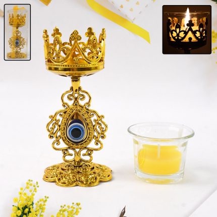 Flower Diwali Candle Holder with Plastic Stand (1 Set)