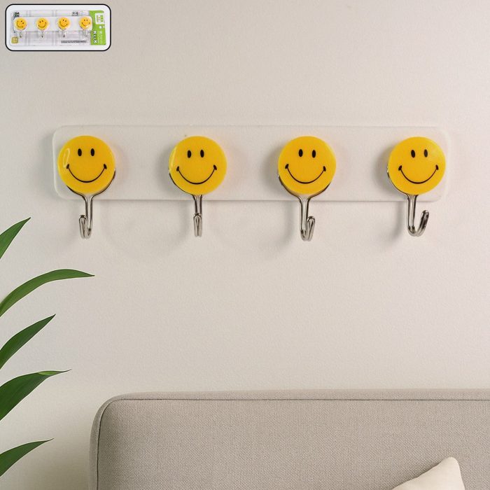 Multipurpose Self-Adhesive 4 hooks for wall Hook (1 Pc)