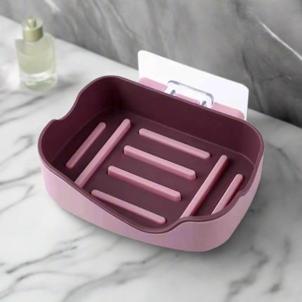 Plastic Soap Dish Holder for Bathroom Shower Wall Mounted Self Adhesive Soap Holder Saver Tray-Plastic Sponge Holder for Kitchen Storage Rack Soap Box, Bathroom ,Sabudani (1 Pc)