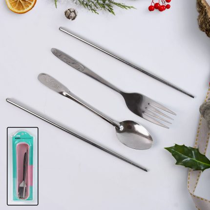 Portable Utensils Travel Camping Cutlery Set 4 Pc With case