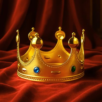 Royal Crown with Colored Gems (1 Pc / Golden & Silver)