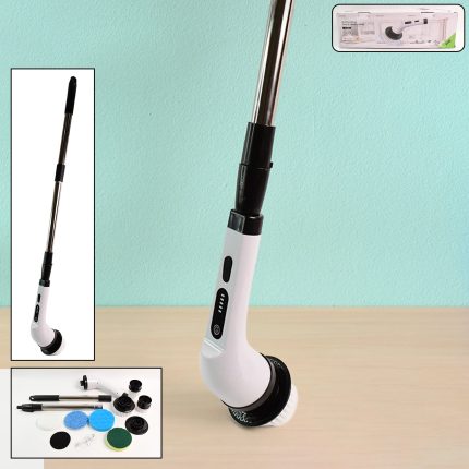 7-in-1 Electric Spin Scrubber Cleaning Brush with Extension Handle (1 Set)