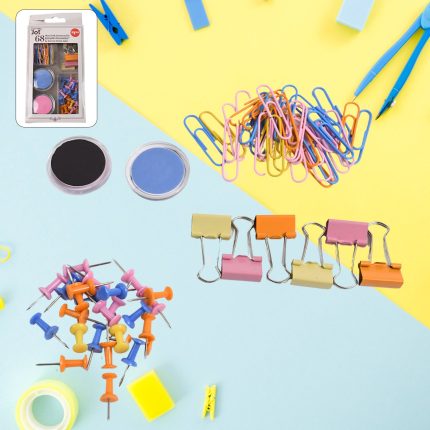 Binder Clips Paper Clips, Push Pins for Office and School Supplies (68 Pcs Set)