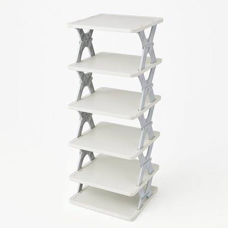 Smart 6-Layer Shoe Rack – Foldable, Collapsible & Heavy-Duty Plastic Stand for Home Entryway Storage Organizer (Mix Color)