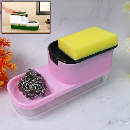 2 in 1 Plastic Dish Soap Liquid Dispenser Sponge Holder ,Sabudani  (1 Set)