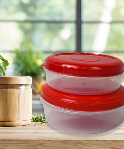 Round Plastic Big & Small Storage Container Box (PACK OF 2)