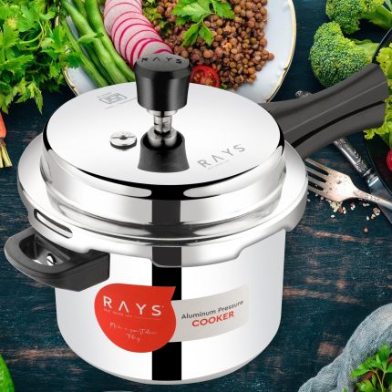 Aluminium Rays Aura Pressure Cookers With Outer Lid (5.5 Litres / 5-Year warranty,  ISI Number :- 2347, BIS Number :- CM/L -7600164310