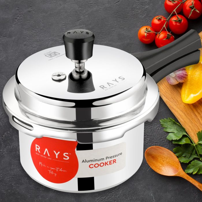 Aluminium Rays Aura Pressure Cookers With Outer Lid (3.5 Litres / 5-Year warranty,  ISI Number :- 2347, BIS Number :- CM/L -7600164310