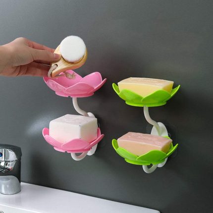 Double Layer Flower Self Draining Soap Dish Holder, Bathroom Shower Soap Holder Dish Storage Plate Tray for Bathroom, Kitchen, Bathtub