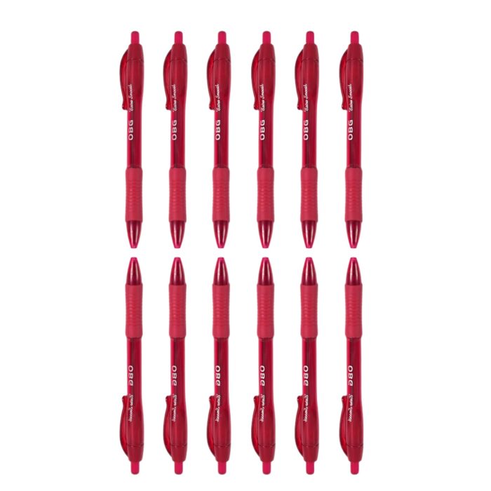 Red Colour Gel Pen Set, Set of 12 Pcs