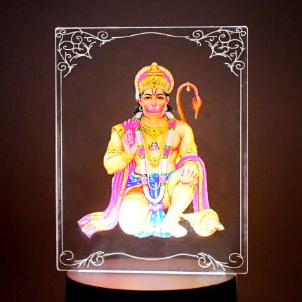 Beautiful 3D Lord Hanuman Frame with soft white light (1 Pc)