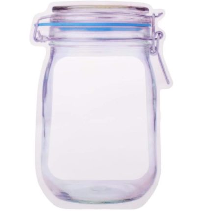 Reusable Airtight Seal Plastic Food Storage Mason Jar Zipper (1000ml)