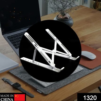Adjustable  Ergonomic Foldable Portable, Holder Riser Tablet Stand Plastic (Use In 14 inch Laptop)