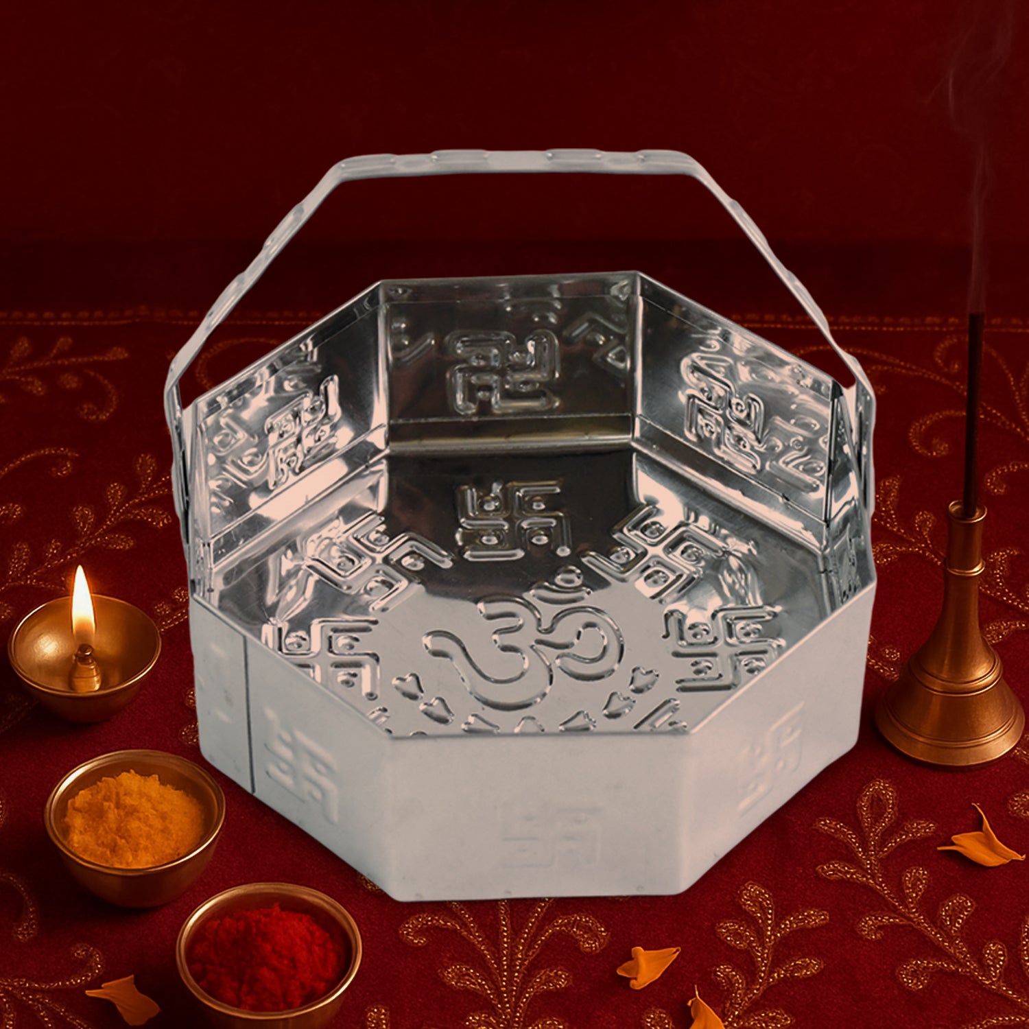 traditional-stainless-steel-octagon-pooja-basket-1-pc-with-handle