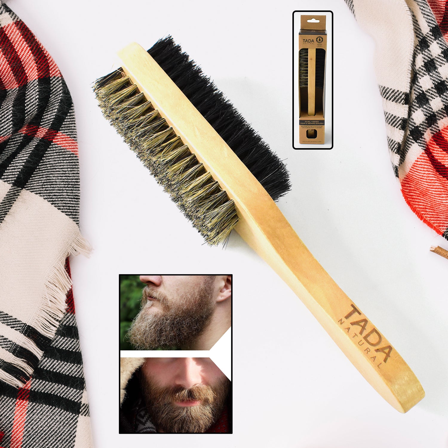 2 in 1 Dual Side Hair Bristle Beard Brush for Men Beard Comb (1 Pc)