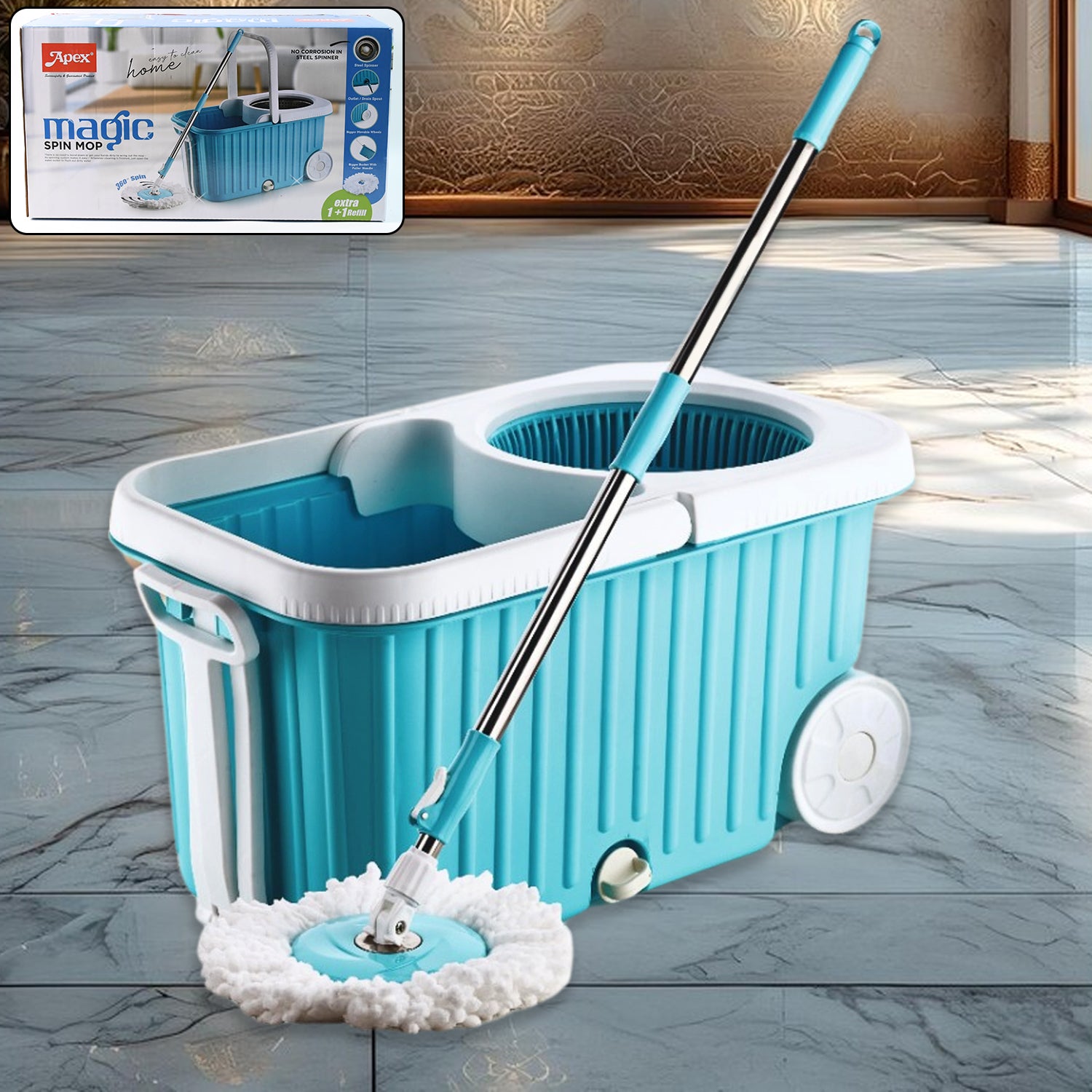 apex-magic-360-spin-mop-cleaning-system-with-stainless-steel-spinner
