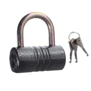Heavy-Duty Iron Padlock – 82mm Black Spray Lock with Brass Core & 5 Keys, Waterproof & Anti-Theft