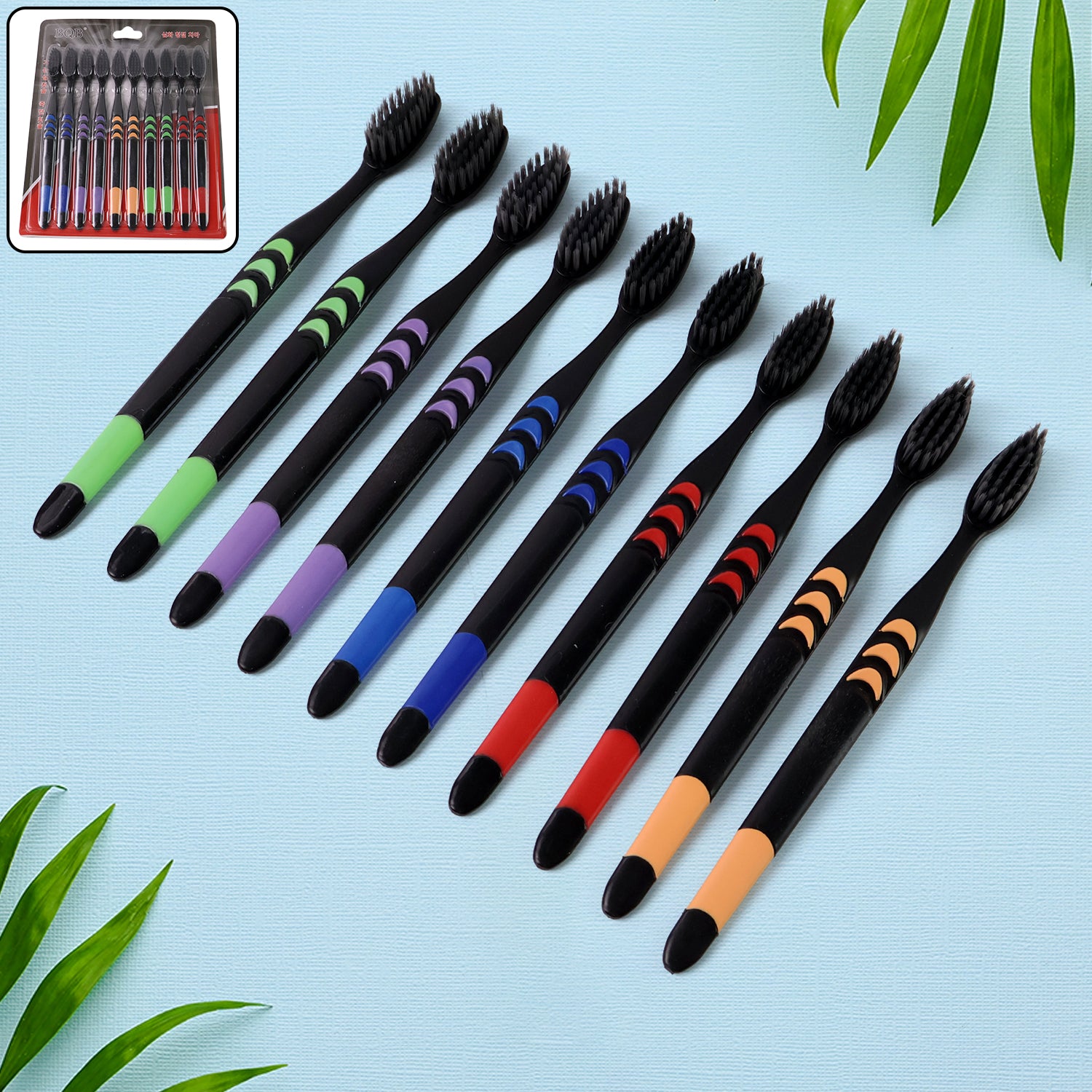 Soft Toothbrush With Plastic Round Box for Men and Women, Kids, Adults Plastic Toothbrush (10 pcs Set)