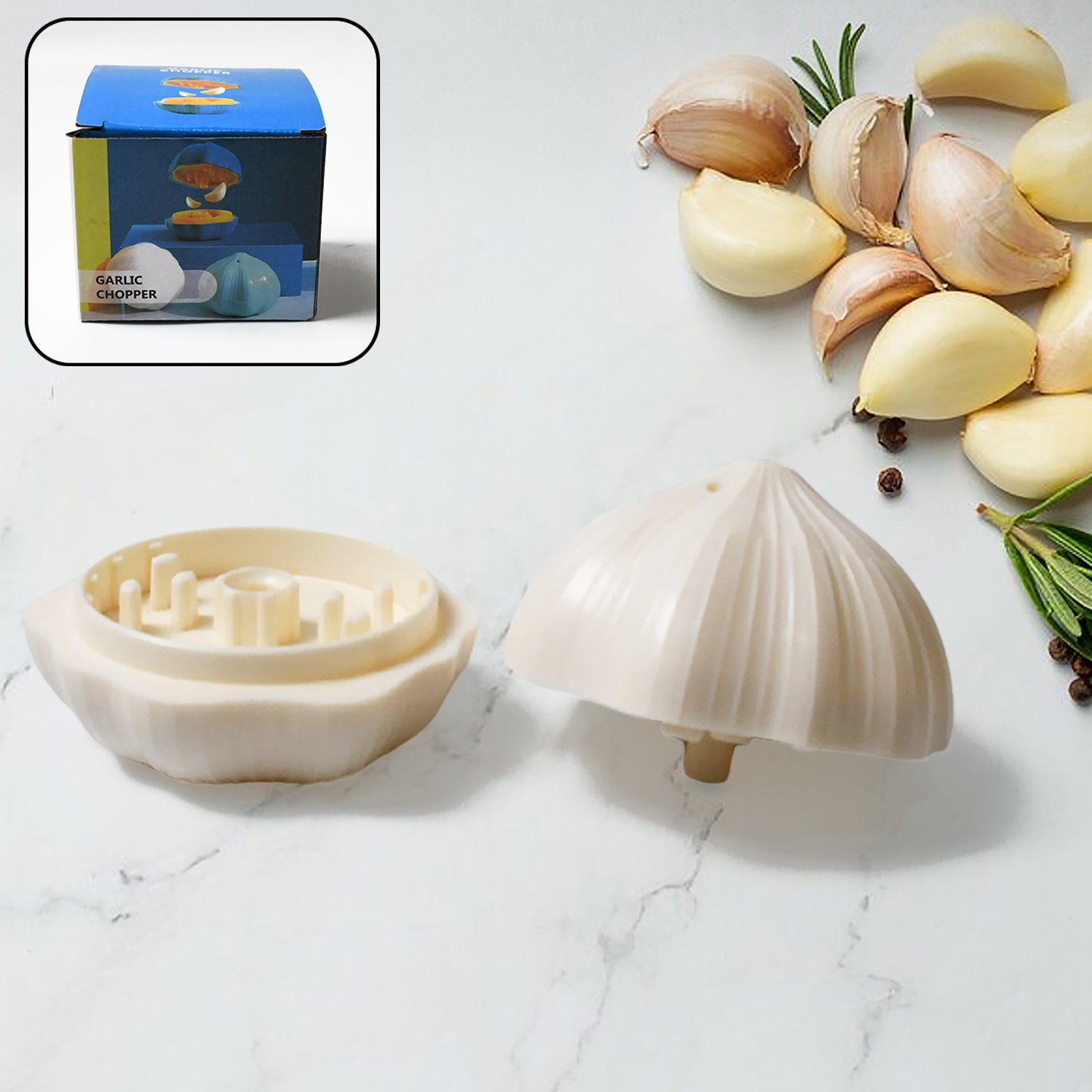 Garlic Press Sharpener Device – Portable Manual Ginger, Chili & Garlic Crusher, Masher, Chopper & Grinder for Kitchen Use