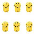Plastic Self-Adhesive Smiley Face Hooks, 1 Kg Load Capacity (6pcs)