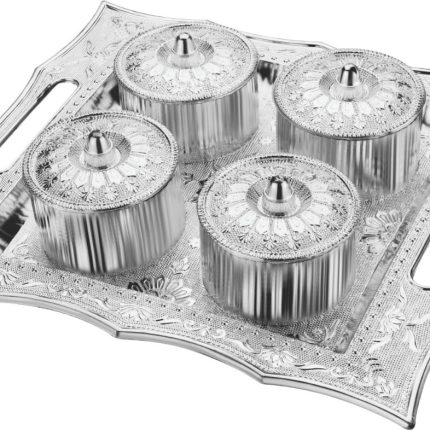 Dry Fruit Air Tight Bowls Tray with Lids 4 Section Snacks Mukhvas Dani
