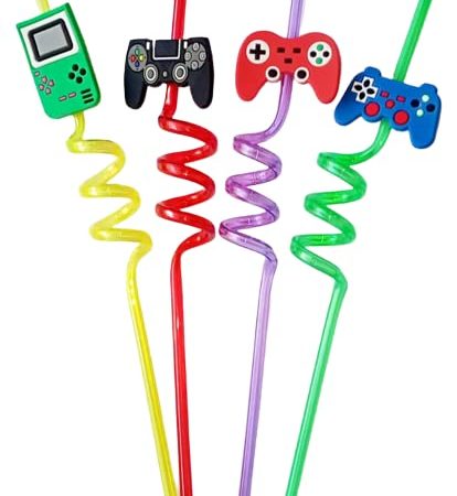 Plastic Straws Reusable Drinking Straws (4 pc Set / Mix design)