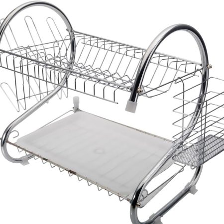 STAINLESS STEEL RECTANGLE DISH DRAINER RACK / BASKET WITH DRIP TRAY