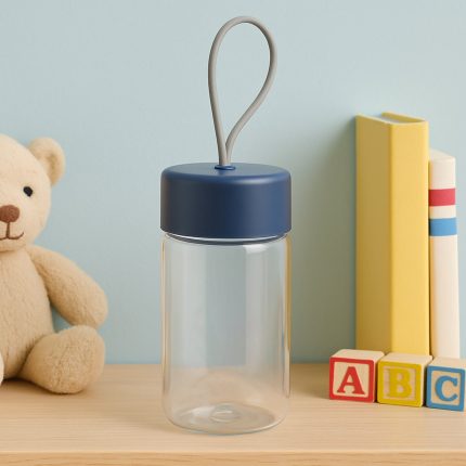 Outdoor Sport Glass water bottle 350ml leak proof BPA-free for travel cold and hot water glass water bottle with daily water intake for gym and children, Home, Travel, Office Use